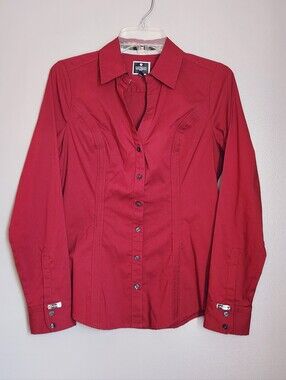 Express The Essential Red Button-Up Shirt Size Small